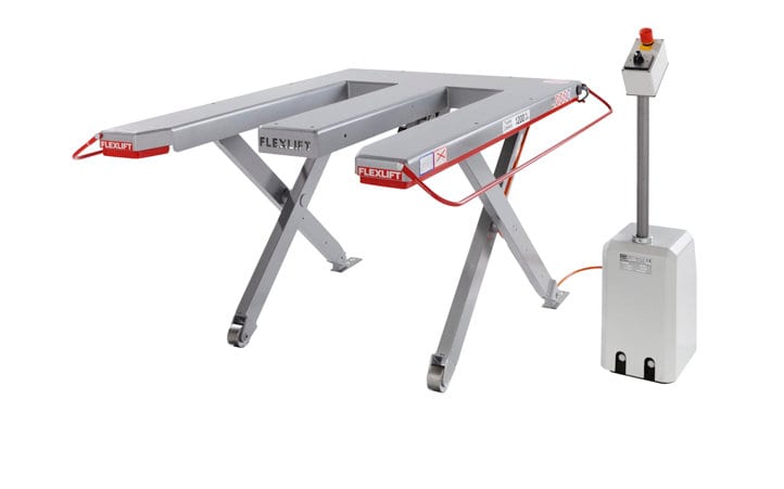 Table élévatrice Flexlift FE — châssis en U ouvert conçu pour les palettes Europe et spéciales