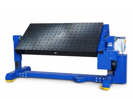 Table de soudage PETec réglable en hauteur avec plateau de soudage Siegmund, inclinable