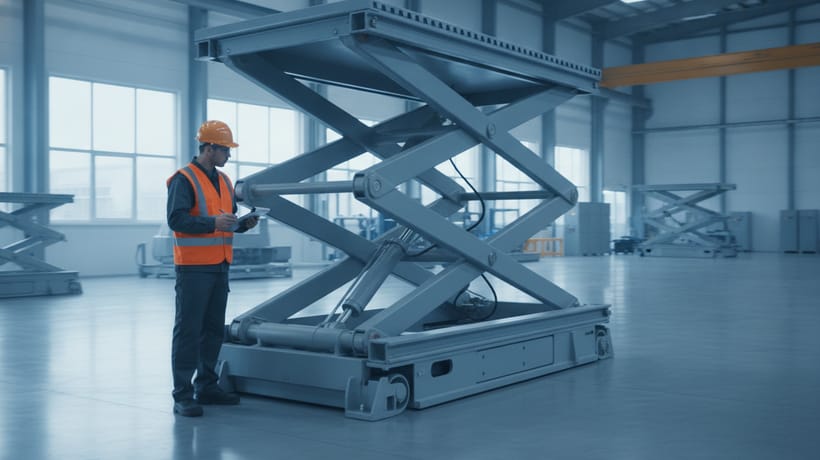 Contrôle et maintenance d'une table élévatrice à ciseaux dans une entreprise industrielle suisse