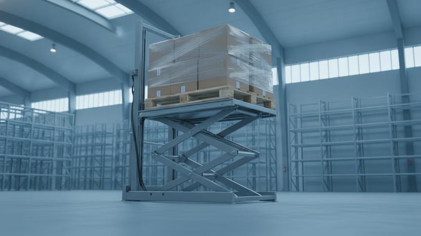 Table élévatrice à ciseaux en Suisse, désignée aussi par plateforme élévatrice ou table de levage